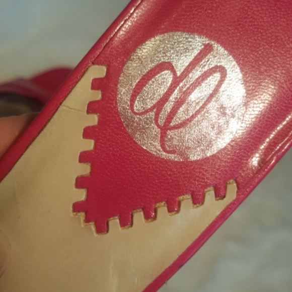 DL ♡ Gorgeous Bright Pink "Berkley" Open Toe Slip On Cris Cross 2.5" Heels 5.5M - Picture 8 of 15